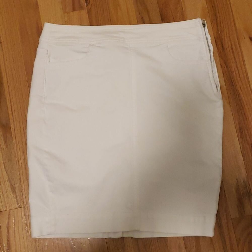 Ann taylor loft white denim skirt